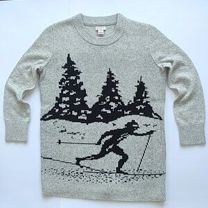 J. Crew Merino Wool Apres Ski Sweater Gray 3/4 Sleeve Alpine Winter XXS ~ NWOT